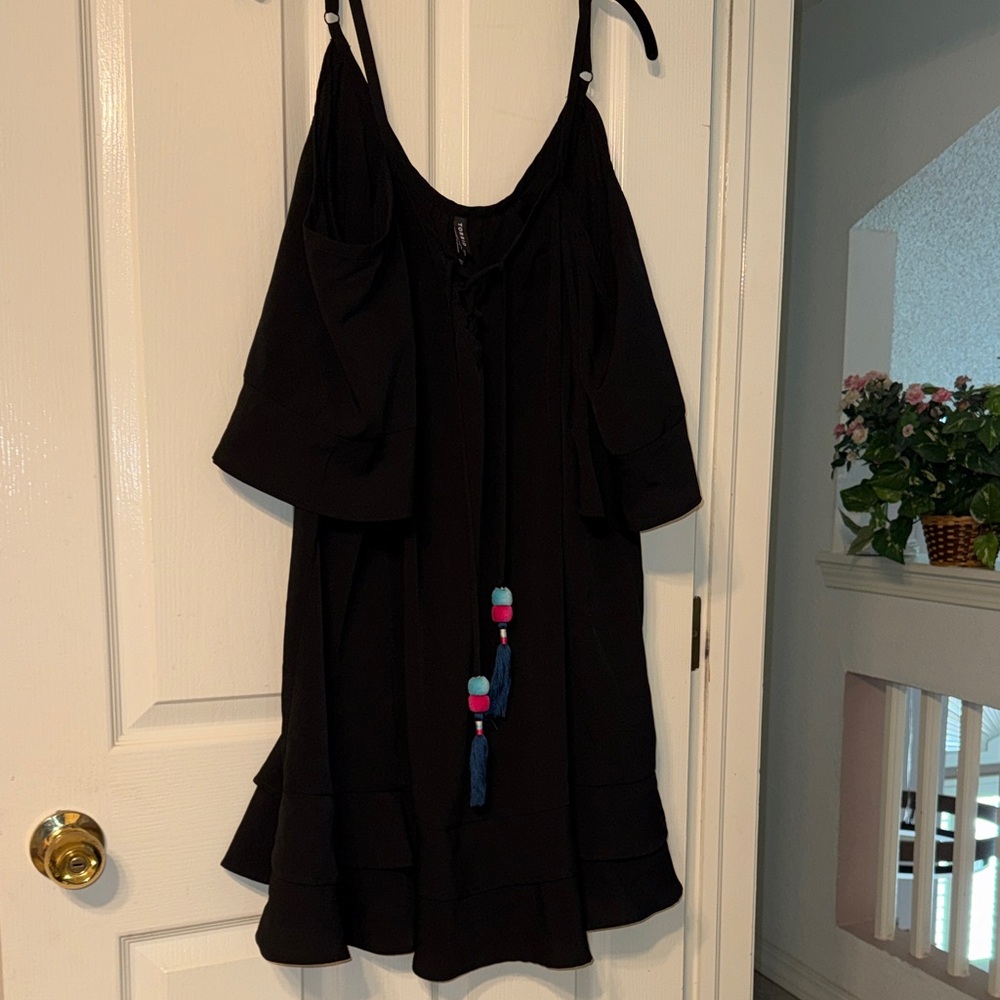 Torrid Off-Shoulder Swim Coverup Dress with Tassels